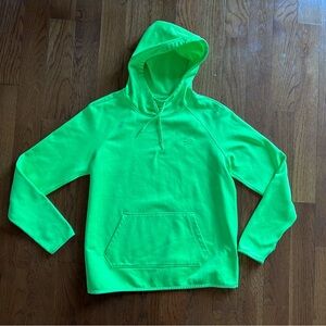 Nike Dri-Fit Hoodie Women's Neon Green Thumb Hole Fleece-lined Sweatshirt Active
